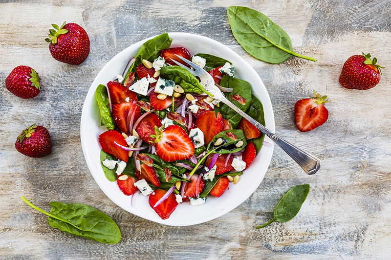 Strawberry and Bacon Salad Paired with Rosé